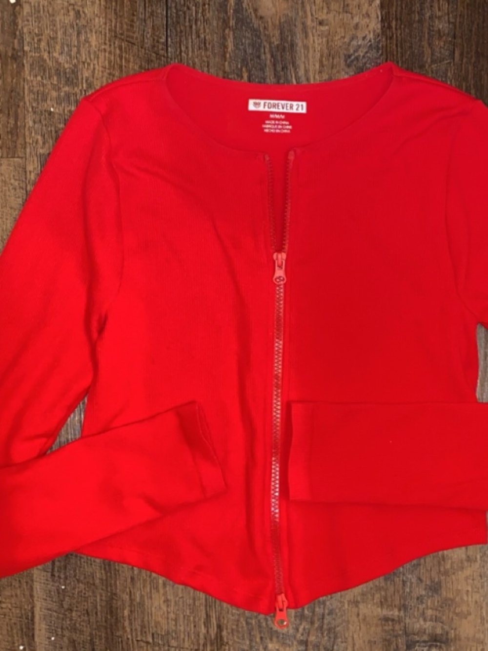 Forever 21 Red Long Sleeve Zip-up Jacket